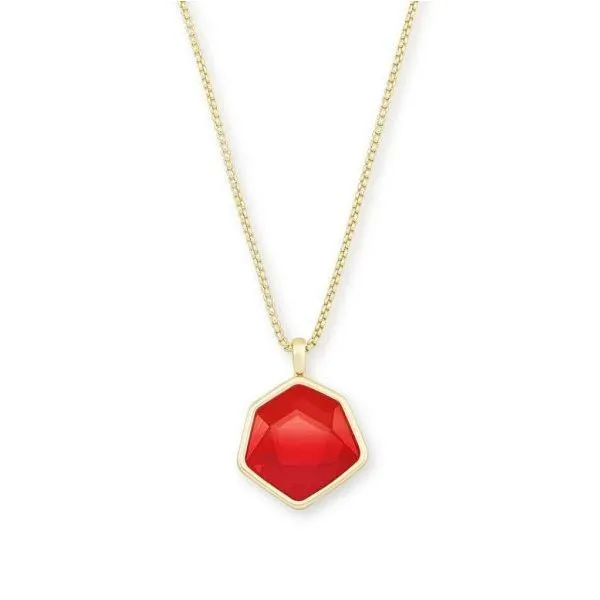 Kendra Scott Vanessa Gold Long Pendant Cherry Red Illusion Dickinson Jewelers Dunkirk, MD