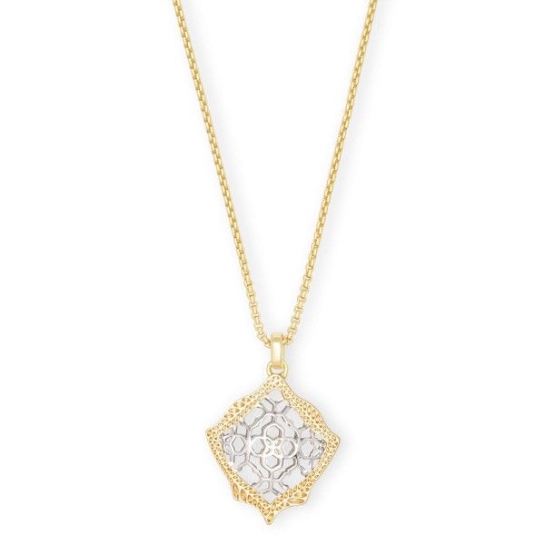 Kendra Scott Kacey Gold Long Pendant Necklace In Silver Filigree Mix Dickinson Jewelers Dunkirk, MD