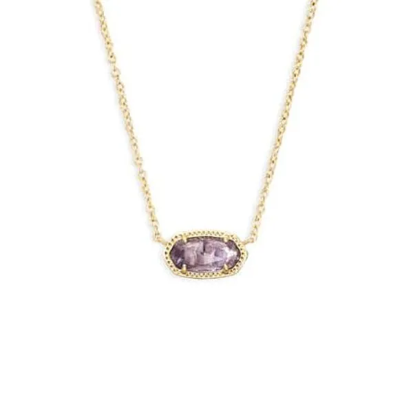 Kendra Scott Elisa Gold Short Pendant Necklace In Amethyst Dickinson Jewelers Dunkirk, MD