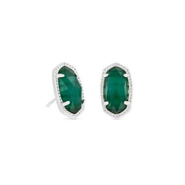 Kendra Scott Ellie Silver Stud Earrings In Emerald Cat's Eye Dickinson Jewelers Dunkirk, MD