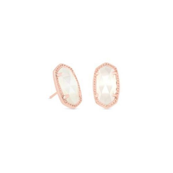 Kendra Scott Ellie Rose Gold Stud Earrings In Ivory Mother-of-Pearl Dickinson Jewelers Dunkirk, MD