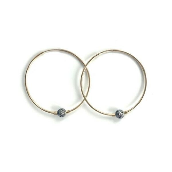 Gunmetal Bead Hoop Earrings Dickinson Jewelers Dunkirk, MD