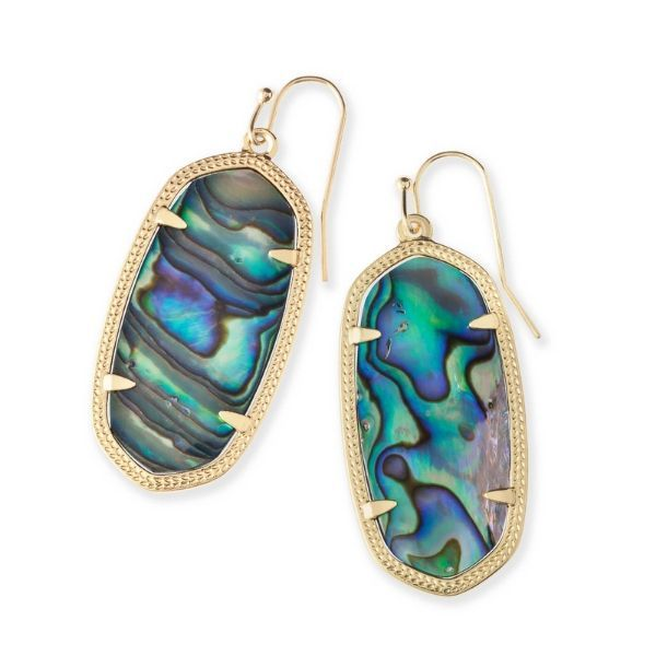 Kendra Scott Elle Gold Drop Earrings in Abalone Shell Dickinson Jewelers Dunkirk, MD