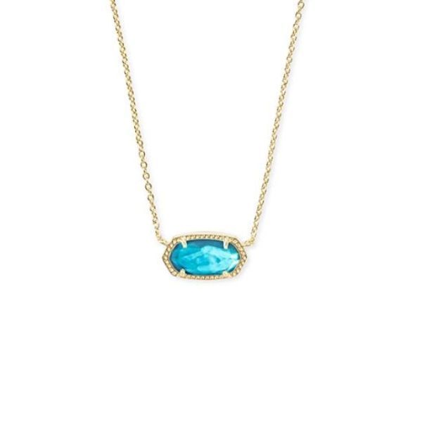 Kendra Scott Elisa Gold Pendant Necklace In Aqua Illusion Dickinson Jewelers Dunkirk, MD