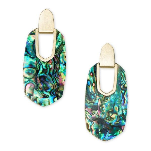 Kendra Scott Kailyn Gold  Statement Earrings In Abalone Shell Dickinson Jewelers Dunkirk, MD