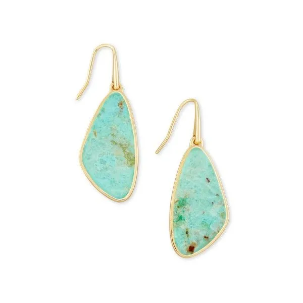 Kendra Scott Mckenna Gold Small Drop Earrings In Sea Green Chrysocolla Dickinson Jewelers Dunkirk, MD