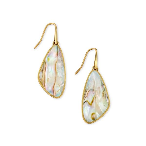 Kendra Scott Mckenna Vintage Gold Small Drop Earrings In White Abalone Dickinson Jewelers Dunkirk, MD