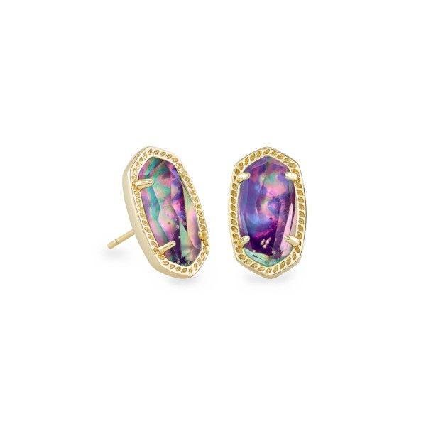 Kendra Scott Ellie Gold Stud Earrings In Lilac Abalone Dickinson Jewelers Dunkirk, MD