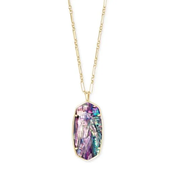 Kendra Scott Faceted Reid Gold Long Pendant Necklace In Lilac Abalone Dickinson Jewelers Dunkirk, MD