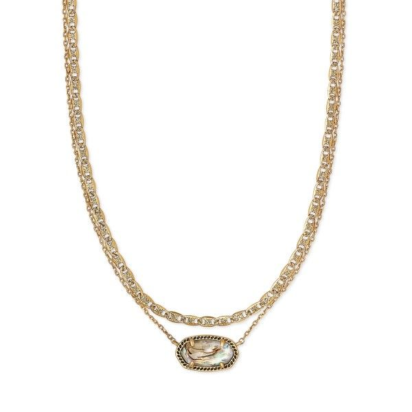 Kendra Scott Elisa Vintage Gold Multi Strand Necklace In White Abalone Dickinson Jewelers Dunkirk, MD