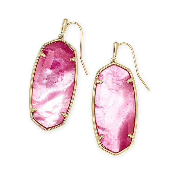 Kendra Scott Faceted Elle Gold Drop Earrings In Deep Blush MOP Dickinson Jewelers Dunkirk, MD