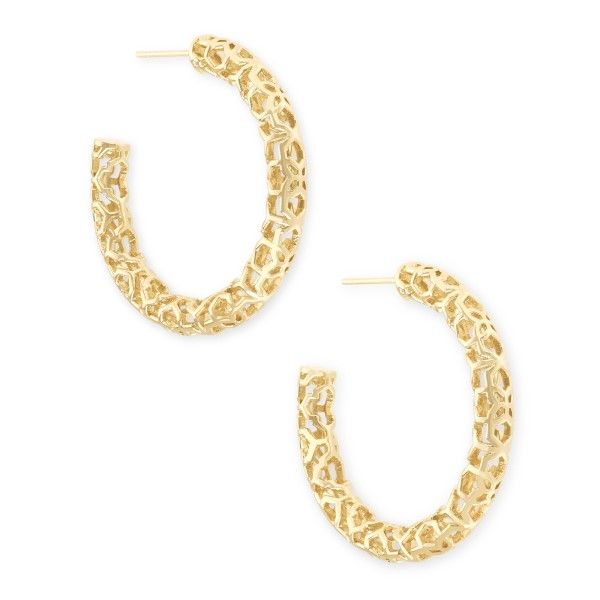 Kendra Scott Maggie Small Hoop Earrings In Gold Filigree Dickinson Jewelers Dunkirk, MD
