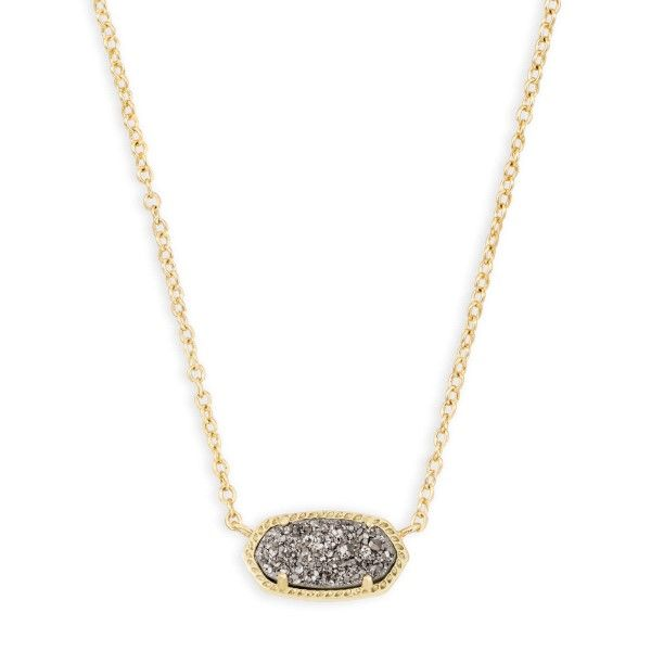 Kendra Scott Elisa Gold Pendant Necklace In Platinum Drusy Dickinson Jewelers Dunkirk, MD