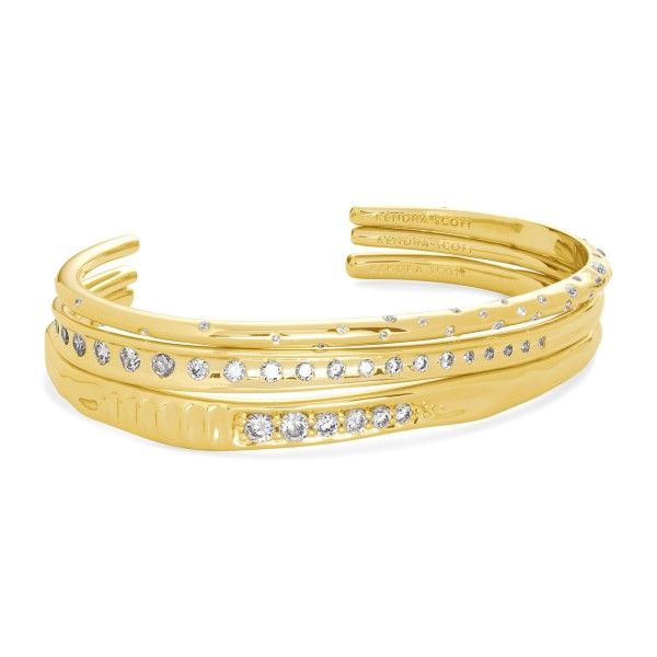 Kendra Scott Selena Cuff Bracelet Set Of 3 In Gold Dickinson Jewelers Dunkirk, MD