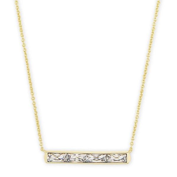 Kendra Scott Jack Gold Pendant Necklace In White Crystal Dickinson Jewelers Dunkirk, MD