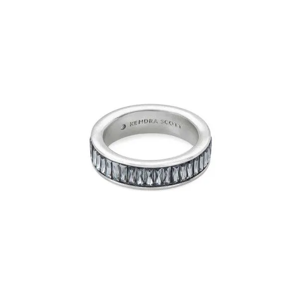 Kendra Scott Jack Silver Band Ring In Charcoal Gray Crystal Dickinson Jewelers Dunkirk, MD