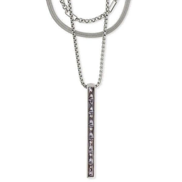 Kendra Scott Jack Silver Multi Strand Necklace In Charcoal Gray Crystal Dickinson Jewelers Dunkirk, MD