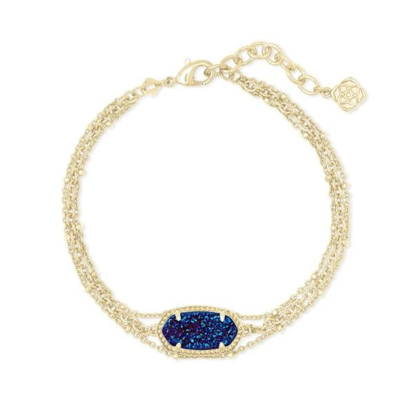 Kendra Scott Elaina Gold Multi Strand Bracelet In Indigo Blue Drusy Dickinson Jewelers Dunkirk, MD