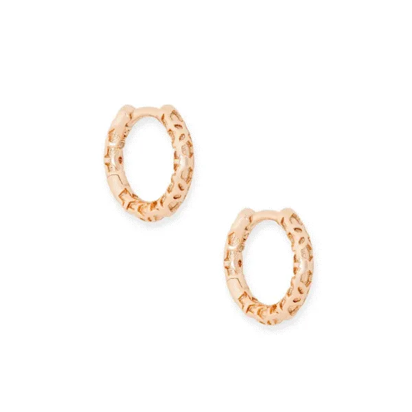 Kendra Scott Maggie Huggie Earrings In Rose Gold Filigree Dickinson Jewelers Dunkirk, MD