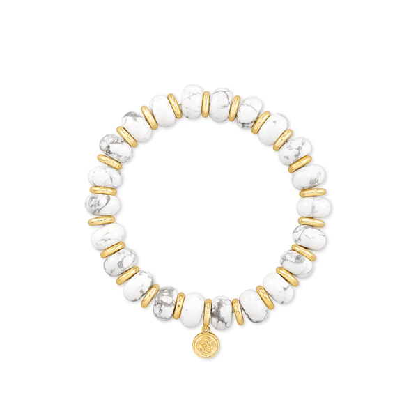 Kendra Scott Rebecca Gold Stretch Bracelet In White Howlite Dickinson Jewelers Dunkirk, MD