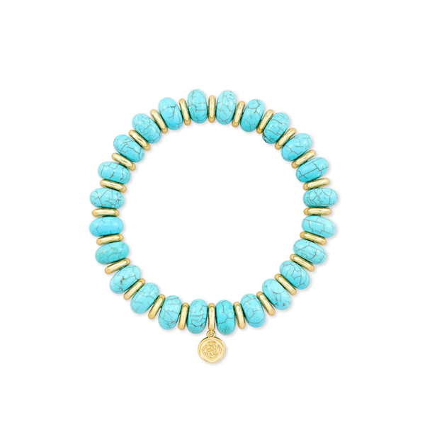 Kendra Scott Rebecca Gold Stretch Bracelet In Variegated Turquoise Magnesite Dickinson Jewelers Dunkirk, MD