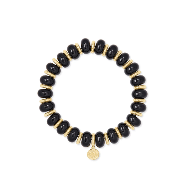 Kendra Scott Rebecca Gold Stretch Bracelet In Black Agate Dickinson Jewelers Dunkirk, MD