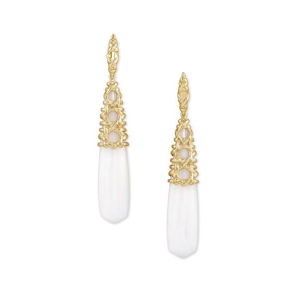 Kendra Scott Natalie Gold Linear Earrings In White Mussel Dickinson Jewelers Dunkirk, MD