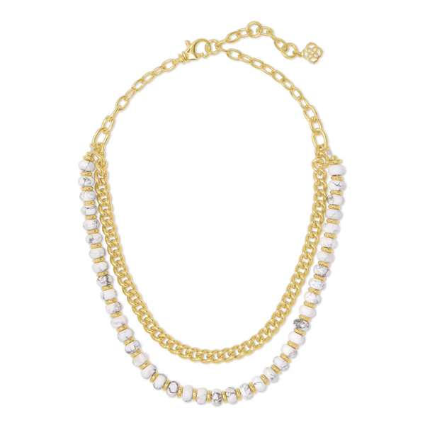 Kendra Scott Rebecca Gold Multi Strand Necklace In White Howlite Dickinson Jewelers Dunkirk, MD