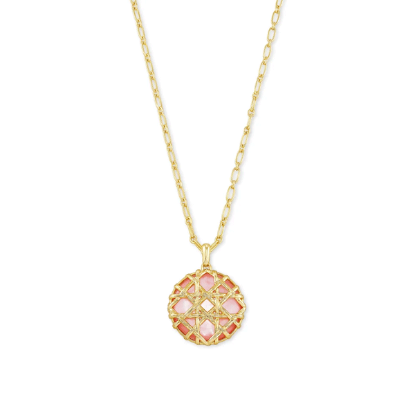 Kendra Scott Natalie Gold Long Pendant Necklace In Rose Mother Of Pearl Dickinson Jewelers Dunkirk, MD