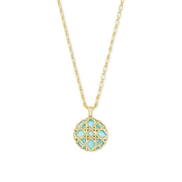 Kendra Scott Natalie Gold Long Pendant Necklace In Light Blue Magnesite Dickinson Jewelers Dunkirk, MD