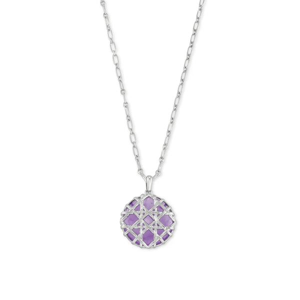 Kendra Scott Natalie Silver Long Pendant Necklace In Purple Amethyst Dickinson Jewelers Dunkirk, MD