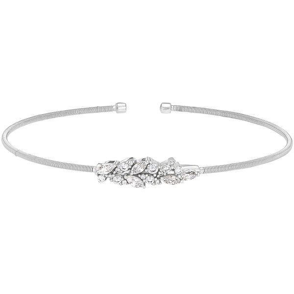 Rhodium Finish Simulated Diamond Cuff Bracelet Dickinson Jewelers Dunkirk, MD