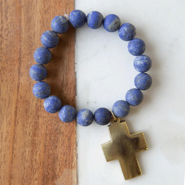 Lapis Lazuli Cross Stretch Bracelet Dickinson Jewelers Dunkirk, MD