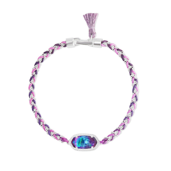 Kendra Scott Elaina Silver Braided Friendship Bracelet In Lilac Abalone Dickinson Jewelers Dunkirk, MD
