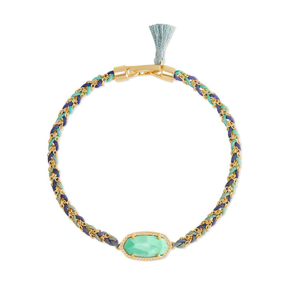 Kendra Scott Elaina Gold Braided Friendship Bracelet In Mint Magnesite Dickinson Jewelers Dunkirk, MD