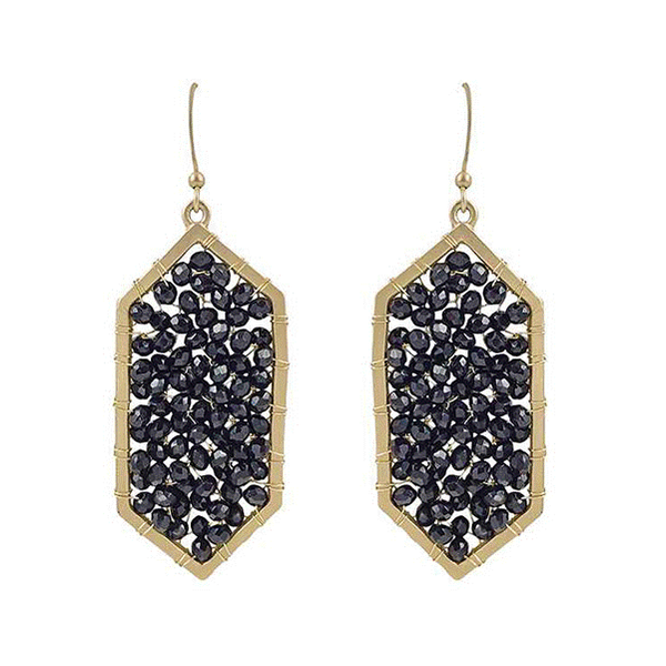 Black Glass Wired Hexagon Earrings Dickinson Jewelers Dunkirk, MD