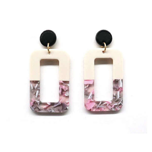 Cream And Pink Block Dangle Earrings Dickinson Jewelers Dunkirk, MD