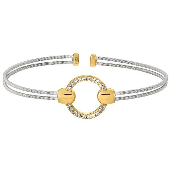 Rhodium-Gold Finish Simulated Diamond Cuff Bracelet Dickinson Jewelers Dunkirk, MD