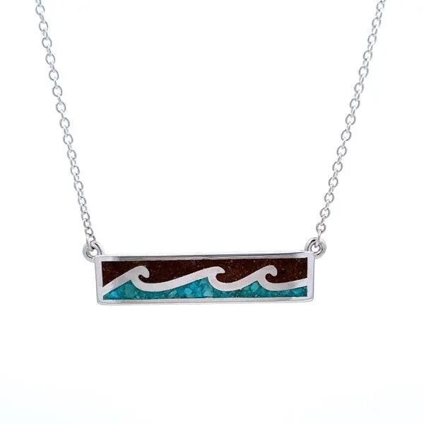 Sterling Silver Wave Bar Necklace