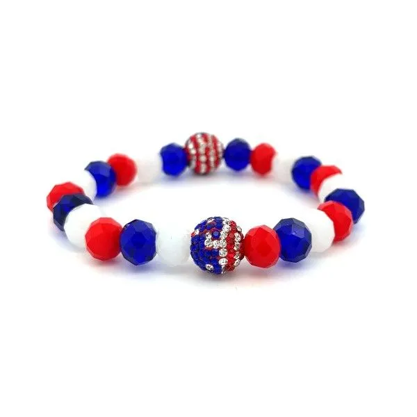 Red, White and Blue Beaded Stretch Bracelet Dickinson Jewelers Dunkirk, MD