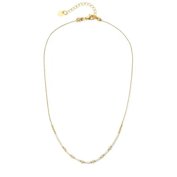 Ivory Miyuki and Crystal Beads Necklace Dickinson Jewelers Dunkirk, MD
