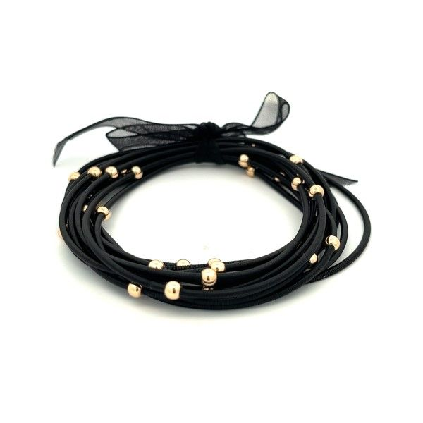 Black Springwire with Goldtone Beads 12 Bracelet Set Dickinson Jewelers Dunkirk, MD