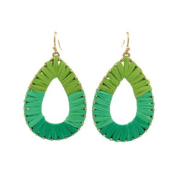 Goldtone Green Ombre Open Teardrop Silk Threaded Drop Earrings Dickinson Jewelers Dunkirk, MD