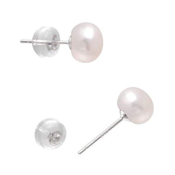 Sterling Silver Freshwater Button Pearl Stud Earrings Dickinson Jewelers Dunkirk, MD