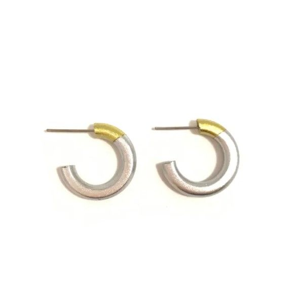 LIZ Silvertone Small Hoop Earrings Dickinson Jewelers Dunkirk, MD