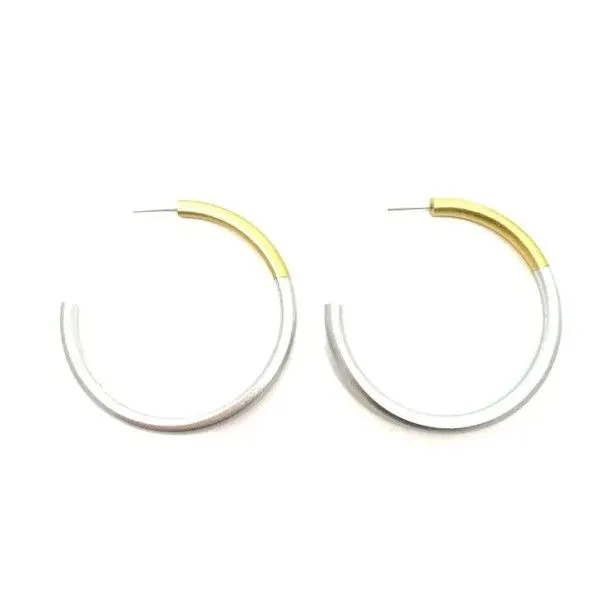 LIZ Silvertone Medium Hoop Earrings Dickinson Jewelers Dunkirk, MD
