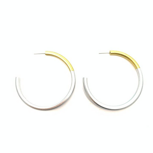 Gold/Silvertone Water Buffalo Horn Large Hoop Earrings Dickinson Jewelers Dunkirk, MD
