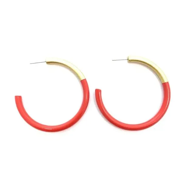 LIZ Tomato Red Large Hoop Earrings Dickinson Jewelers Dunkirk, MD