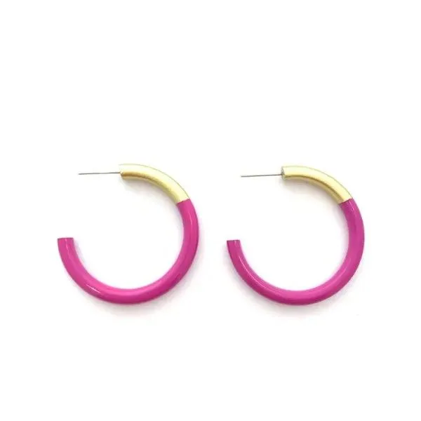 LIZ Fuchsia Medium Hoop Earrings Dickinson Jewelers Dunkirk, MD