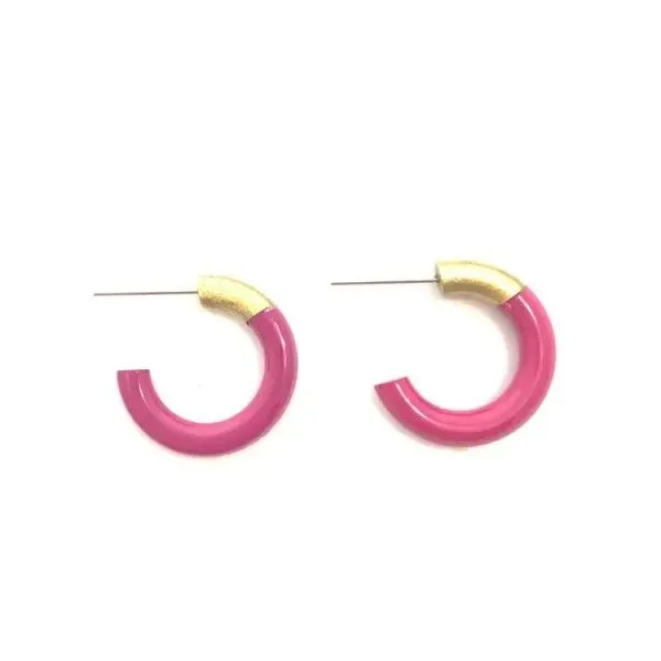 LIZ Fuchsia Small Hoop Earrings Dickinson Jewelers Dunkirk, MD